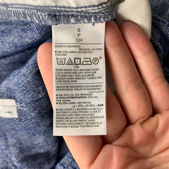 Old Navy Blue Chambray Linen Blend Wide Leg Lounge Pant S - Picture 6 of 8